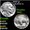Image 1 : 1937-p Buffalo Nickel 5c Grades Choice Unc