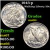 Image 1 : 1943-p Walking Liberty Half Dollar 50c Grades GEM++ Unc