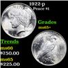 Image 1 : 1922-p Peace Dollar $1 Grades GEM+ Unc