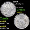 1889 Liberty Nickel 5c Grades Choice+ Unc