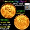 Image 1 : ***Auction Highlight*** 1909 vdb Lincoln Cent 1c Graded ms66+ rd By SEGS (fc)