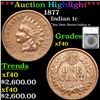 Image 1 : ***Auction Highlight*** 1877 Indian Cent 1c Graded xf40 By SEGS (fc)