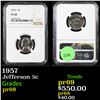 Image 1 : Proof NGC 1957 Jefferson Nickel 5c Graded pr68 By NGC
