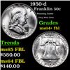 Image 1 : 1950-d Franklin Half Dollar 50c Grades Choice Unc+ FBL