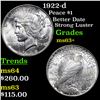 Image 1 : 1922-d Peace Dollar $1 Grades Select+ Unc