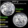 Image 1 : 1937-p Walking Liberty Half Dollar 50c Grades GEM+ Unc