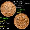 Image 1 : 1828 Classic Head half cent C-3 1/2c Grades Select AU