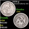 Image 1 : 1858-p Seated Liberty Quarter 25c Grades vf, very fine