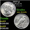 Image 1 : 1927-p Peace Dollar $1 Grades Unc Details