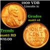 Image 1 : 1909 VDB Lincoln Cent 1c Grades Select Unc RD