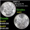 Image 1 : 1887-o Morgan Dollar $1 Grades Select Unc