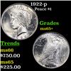 Image 1 : 1922-p Peace Dollar $1 Grades GEM+ Unc