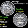 Image 1 : 1849-p Seated Liberty Half Dime 1/2 10c Grades xf details