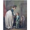Image 2 : AN OIL ON CANVAS OF A WELL-DRESSED YOUNG WOMAN OVERSEEING A YOUNG BOY`S USE OF A CHAMBERPOT