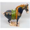 Image 2 : A LARGE TANG-STYLE GLAZED EARTHENWARE STANDING HORSE FIGURE