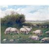Image 2 : AN OIL ON CANVAS OF SHEEP GRAZING IN A MEADOW