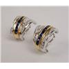 Image 2 : A PAIR OF 18K WHITE GOLD, YELLOW GOLD, DIAMOND AND SAPPHIRE EARRINGS