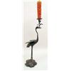 Image 3 : A PAIR OF BLACK-PAINTED METAL CRANE FIGURAL CANDLESTICKS