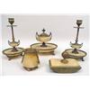 Image 1 : A FOUR PIECE ALABASTER AND GILT-METAL MOUNTED DESK SET