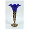 Image 1 : A REDLICH AND CO. STERLING SILVER VASE WITH COBALT GLASS LINER