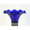 Image 2 : A REDLICH AND CO. STERLING SILVER VASE WITH COBALT GLASS LINER