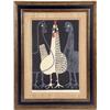 Image 1 : A COLORED WOODCUT, "THREE ROOSTERS", BY KIYOSHI SAITO
