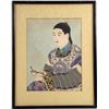 Image 1 : A HAND-COLORED WOODBLOCK PRINT, "LE MANDARIN AUX LUNETTES, MANDCHOUKUO", BY PAUL JACOULET