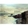Image 2 : A LARGE OIL ON BOARD OF A SEASCAPE DEPICTING CRASHING SURF, BY F.J. WAUGH