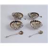 Image 1 : A SET OF FOUR ENGLISH STERLING SILVER SHELL-FORM SALT CELLARS WITH SALT SPOONS