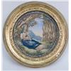 Image 1 : A FRAMED CIRCULAR EMBROIDERED AND PEARLED MOURNING PAINTING