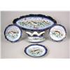 Image 1 : A CONTINENTAL GILT-DECORATED COBALT BLUE PORCELAIN FISH SERVICE