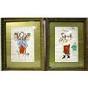 Image 1 : A PAIR OF POLYCHROME AND GOLD FIGURAL WATERCOLORS