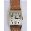 Image 2 : A HAMILTON 17 JEWEL GOLD-TONE WRISTWATCH WITH TAN LEATHER BAND