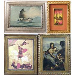 A FRAMED OIL ON CANVAS