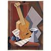 Image 2 : A GOUACHE STILL-LIFE ON PAPER, "NATURE MORTE, GUITARE, FRUIT ET PAPIER A MUSIQUE", ATTRIBUTED TO JUA