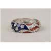 Image 1 : A 18K WHITE GOLD, DIAMOND AND ENAMEL AMERICAN FLAG MOTIF RING