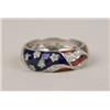 Image 2 : A 18K WHITE GOLD, DIAMOND AND ENAMEL AMERICAN FLAG MOTIF RING