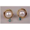 Image 1 : A PAIR OF 18K YELLOW GOLD, MABE PEARL AND EMERALD EAR CLIPS, SIGNED "R. CIPULLO"