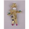 Image 1 : AN 18K YELLOW GOLD, PEARL, EMERALD, SAPPHIRE, RUBY AND DIAMOND SCARECROW-FORM BROOCH