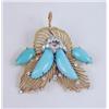 Image 1 : AN ITALIAN 18K YELLOW GOLD, DIAMOND AND TURQUOISE STYLIZED FLORAL