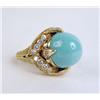 Image 2 : AN 18K YELLOW GOLD, DIAMOND AND TURQUOISE DOME RING