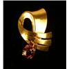Image 2 : A PAIR OF RETRO 14K ROSE GOLD AND GARNET SWIRL-FORM EARRINGS