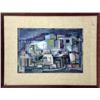 Image 1 : A FRAMED ABSTRACT CITYSCAPE WATERCOLOR BY LUCIA AUTORINO