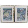 Image 1 : TWO CHINESE VILLAGE SCENES PAINTED ON FABRIC