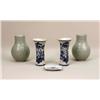 Image 1 : A PAIR OF HAND-THROWN BLUE AND WHITE DECORATED CHINESE PORCELAIN VASES