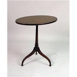 A FEDERAL-STYLE SHELL-INLAID MAHOGANY TILT-TOP CANDLESTAND
