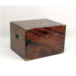 A LARGE BRASS-MOUNTED AND TIN-LINED MAHOGANY HUMIDOR