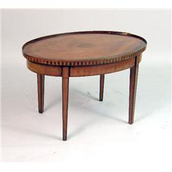 A GEORGIAN-STYLE SHELL-INLAID ROSEWOOD AND SATINWOOD LOW TABLE