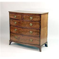 A GEORGE III INLAID AND FIGURED MAHOGANY BOWFRONT CHEST OF DRAWERS