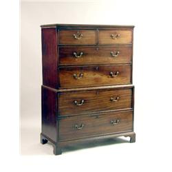 A GEORGE III MAHOGANY CHEST ON CHEST